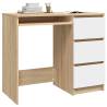 Elegant Desk in White and Sonoma Oak - 90x45 cm | HipoMarket