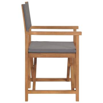 Folding Director's Chairs - 2 pcs Grey Solid Wood Teak