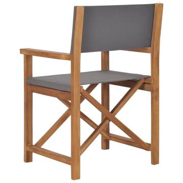 Folding Director's Chairs - 2 pcs Grey Solid Wood Teak