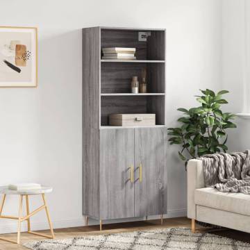 Stylish Highboard Grey Sonoma - Engineered Wood 69.5x34x180 cm