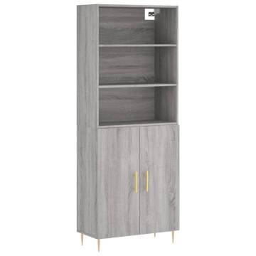 Stylish Highboard Grey Sonoma - Engineered Wood 69.5x34x180 cm