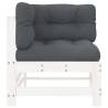 Corner Sofa with Cushions - White Solid Wood Pine | HipoMarket