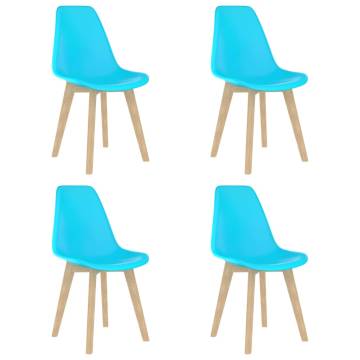 Blue Plastic Dining Chairs Set of 4 - Contemporary Style