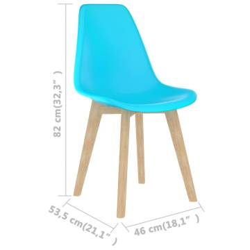 Blue Plastic Dining Chairs Set of 4 - Contemporary Style