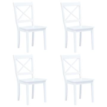 Elegant White Dining Chairs Set - 4 pcs Solid Rubber Wood