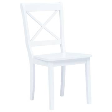 Elegant White Dining Chairs Set - 4 pcs Solid Rubber Wood