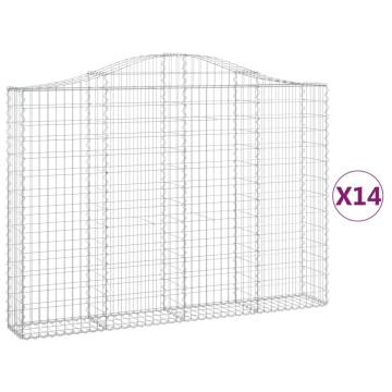 Arched Gabion Baskets - 14 pcs Galvanised Iron - Hipomarket