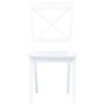 Elegant White Dining Chairs Set - 4 pcs Solid Rubber Wood