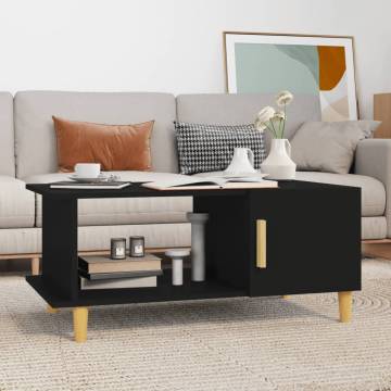 Stylish Black Coffee Table - 90x50x40 cm Engineered Wood