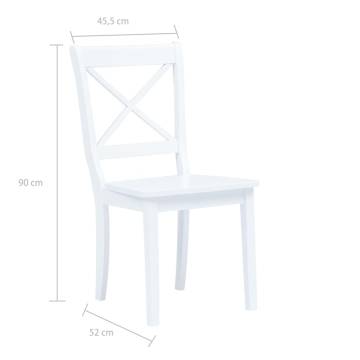 Elegant White Dining Chairs Set - 4 pcs Solid Rubber Wood