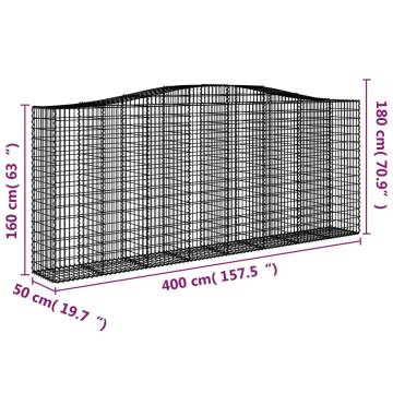 Arched Gabion Baskets 20 pcs | 400x50x160/180 cm - Galvanised Iron