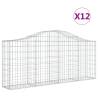 Arched Gabion Baskets 12 pcs 200x30x80/100 cm - Hipomarket UK