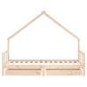 Kids Bed Frame with Drawers - Solid Pine Wood 90x190 cm