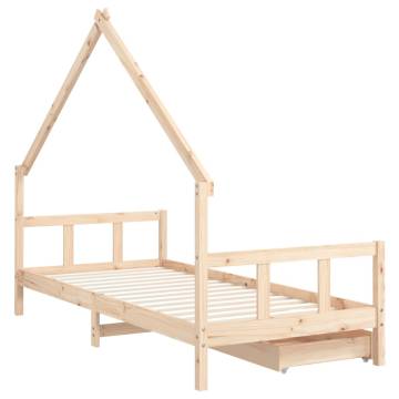 Kids Bed Frame with Drawers - Solid Pine Wood 90x190 cm