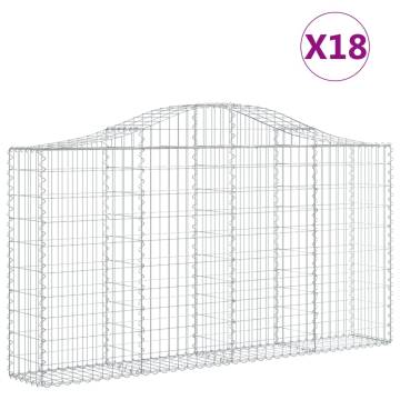 Arched Gabion Baskets Set - 18 pcs Galvanised Iron (200x30x100/120 cm)