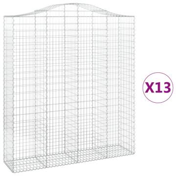 Arched Gabion Baskets Set - 13 pcs Galvanised Iron | HipoMarket