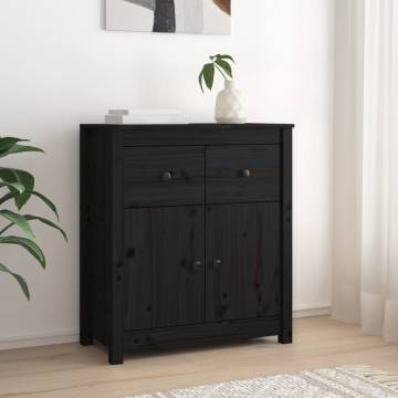 Sideboard Black 70x35x80 cm Solid Wood Pine - Hipomarket