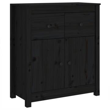 Sideboard Black 70x35x80 cm Solid Wood Pine - Hipomarket