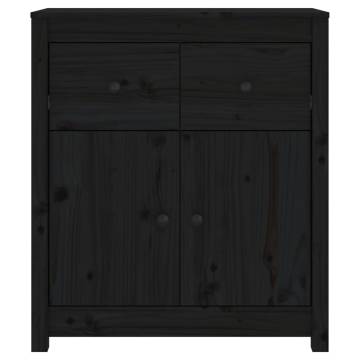 Sideboard Black 70x35x80 cm Solid Wood Pine - Hipomarket