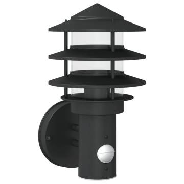 Outdoor Wall Light with Sensor - Black Stainless Steel