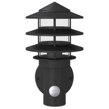 Outdoor Wall Light with Sensor - Black Stainless Steel