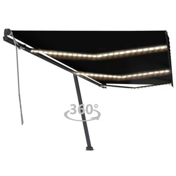 Manual Retractable Awning with LED - 600x300 cm Anthracite