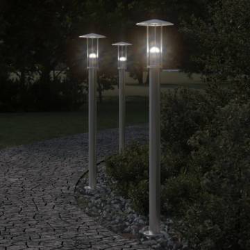 Outdoor Floor Lamps 3pcs Silver Stainless Steel - 100 cm