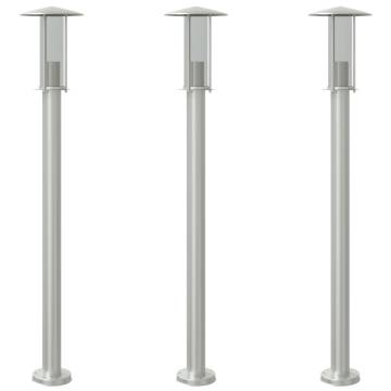 Outdoor Floor Lamps 3pcs Silver Stainless Steel - 100 cm