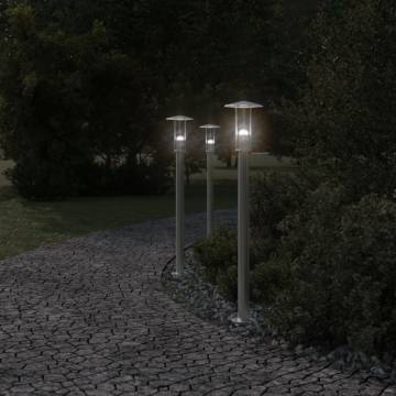 Outdoor Floor Lamps 3pcs Silver Stainless Steel - 100 cm