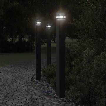 Outdoor Floor Lamp with Outlet - Black Aluminium 110 cm