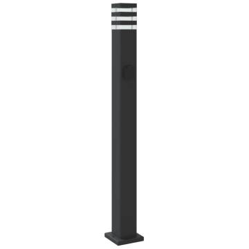 Outdoor Floor Lamp with Outlet - Black Aluminium 110 cm