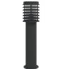 Outdoor Floor Lamps with Outlet - 3pcs Black Stainless Steel