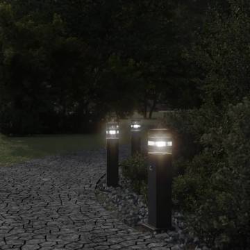 Outdoor Floor Lamps with Sensors - 3pcs Black Aluminium