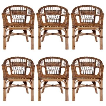 Outdoor Chairs 6 pcs Natural Rattan Brown | Hipomarket UK