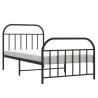 Metal Bed Frame with Headboard & Footboard - Black 100x200 cm