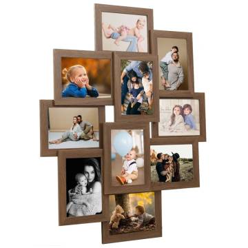 Collage Photo Frame for 10 Photos - Light Brown MDF