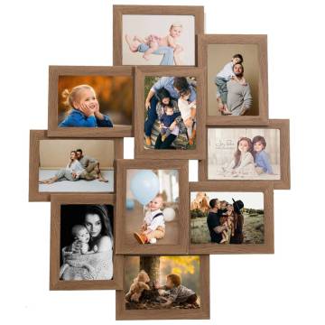 Collage Photo Frame for 10 Photos - Light Brown MDF