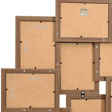 Collage Photo Frame for 10 Photos - Light Brown MDF