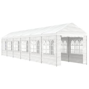 White Gazebo with Roof 13.38x2.28m - Durable Outdoor Shelter