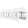 White Gazebo with Roof 13.38x2.28m - Durable Outdoor Shelter