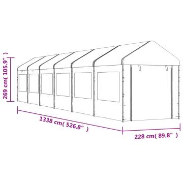 White Gazebo with Roof 13.38x2.28m - Durable Outdoor Shelter