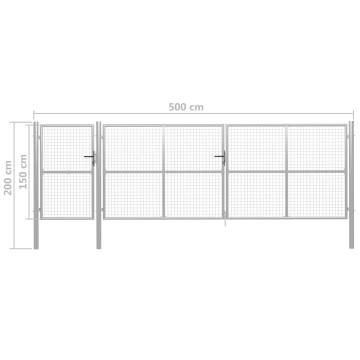 Durable Silver Steel Garden Gate 500x150 cm | HipoMarket