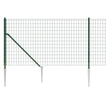 Wire Mesh Fence with Spike Anchors Green - 0.8x25 m