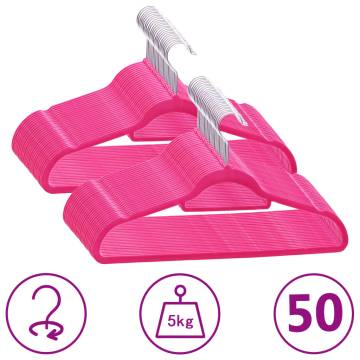 50 pcs Anti-slip Pink Velvet Clothes Hanger Set | HipoMarket