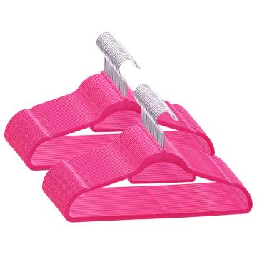 50 pcs Anti-slip Pink Velvet Clothes Hanger Set | HipoMarket