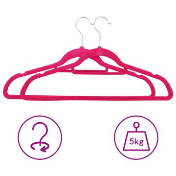 50 pcs Anti-slip Pink Velvet Clothes Hanger Set | HipoMarket