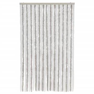 Fly Curtain Light Grey & White 118x220 cm - Chenille Insect Shield