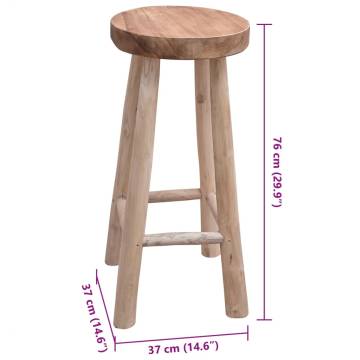 Solid Teak Wood Bar Stool - Rustic Charm for Any Space