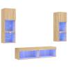 6 Piece TV Wall Units with LED - Sonoma Oak | Hipomarket