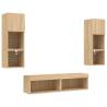 6 Piece TV Wall Units with LED - Sonoma Oak | Hipomarket